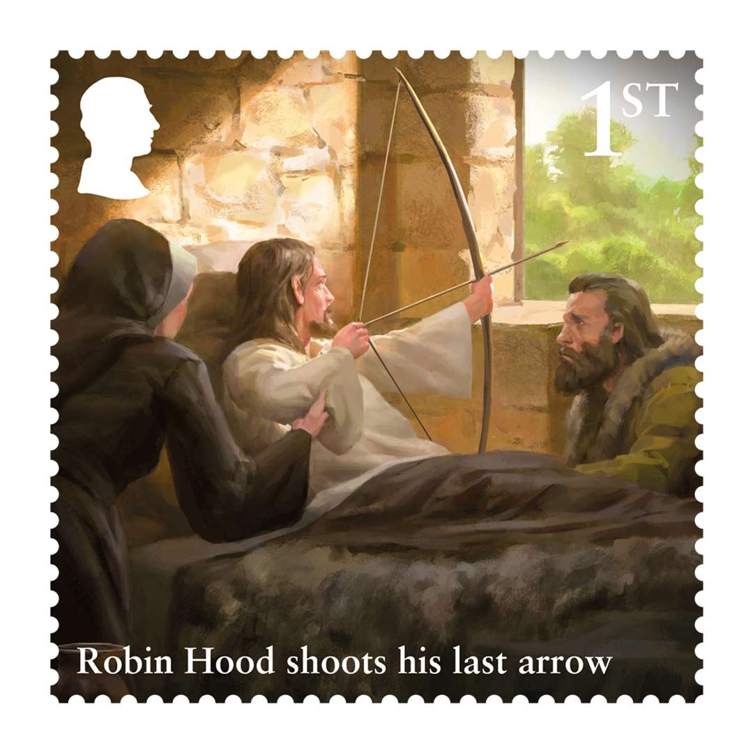 In one stamp, Robin Hood fires his last arrow