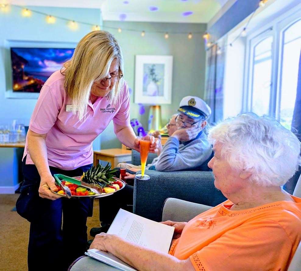 Residents enjoying mocktails at Rose Lodge Care Home in Wisbech