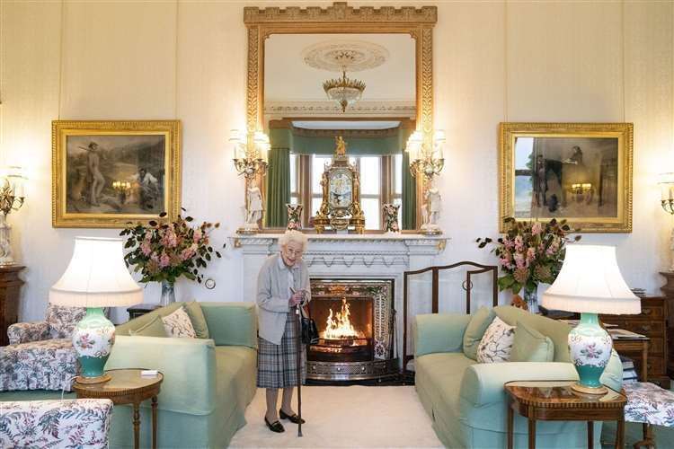 The Queen waits in the Drawing Room before receiving Liz Truss for an audience at Balmoral, Scotland (Jane Barlow/PA) (61597425)