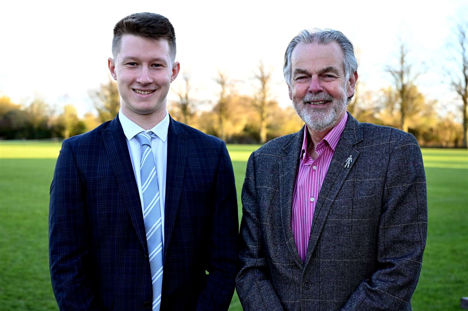 Ex England cricketer Geoff Miller speaking at March Cricket Club with Sam Clarke 1st XI captain. (55848565)