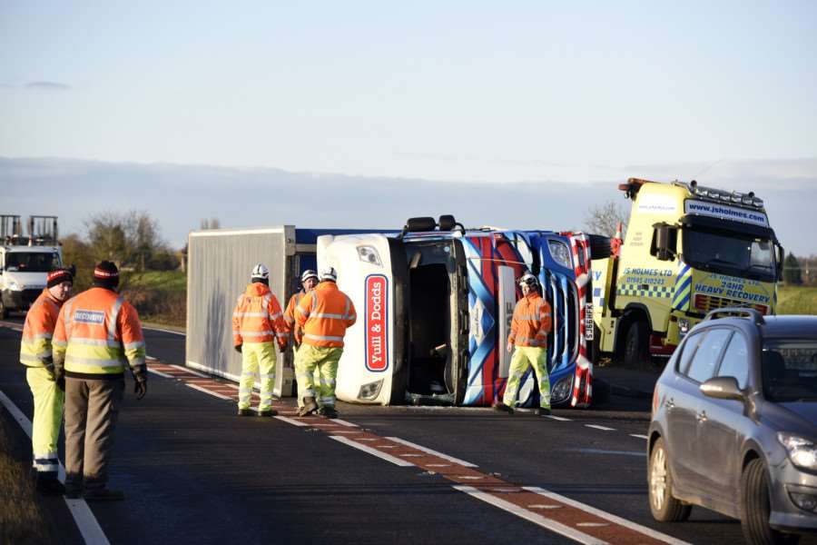 Storm damage'A47 between Wisbech and Guyhirn