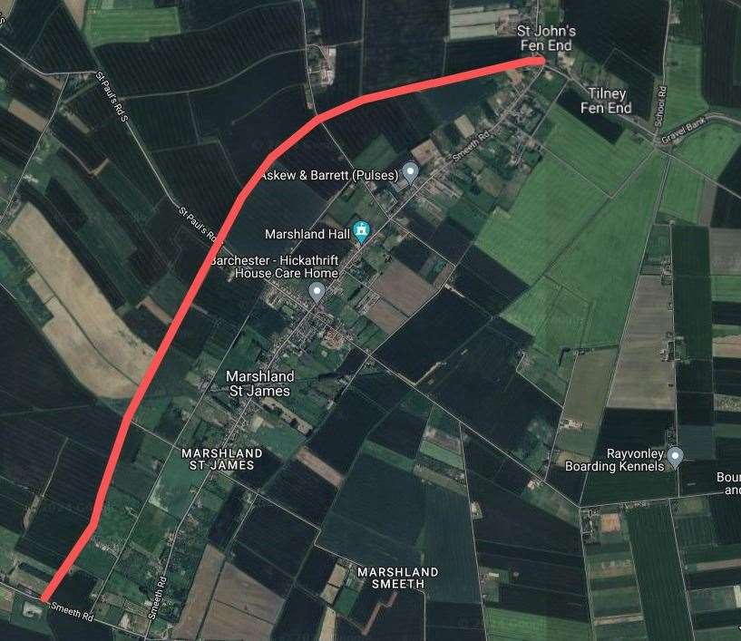 An aerial view of Smeeth Bank. Picture: Google
