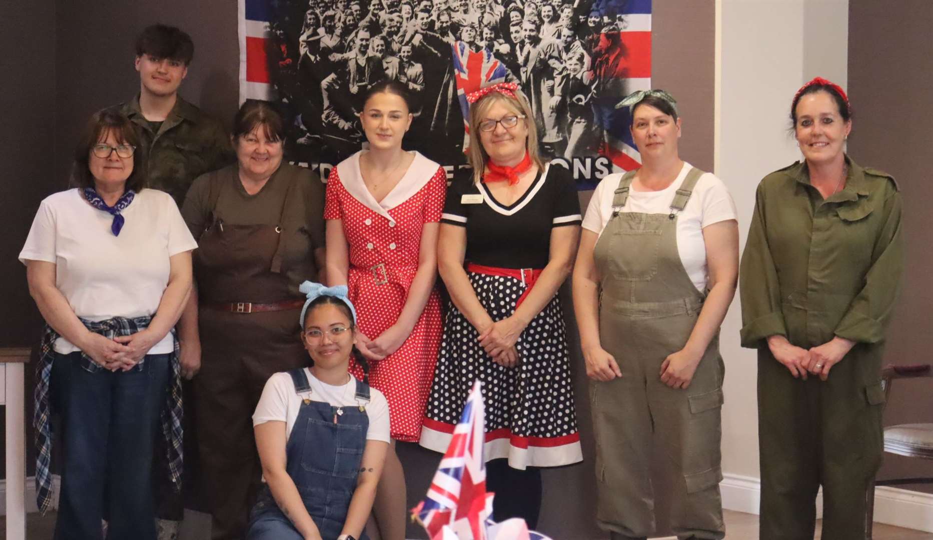 Staff dressed up in their 1940s costumes