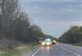 Motorcycle rider taken to hospital with neck injuries after collision