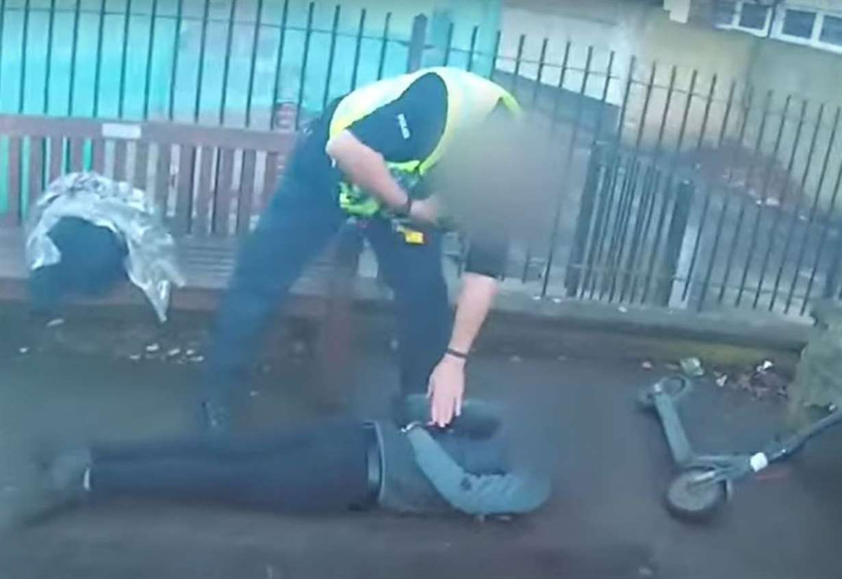 Watch as teenager who brought ‘Rambo’ knife and police-style baton to town centre is arrested