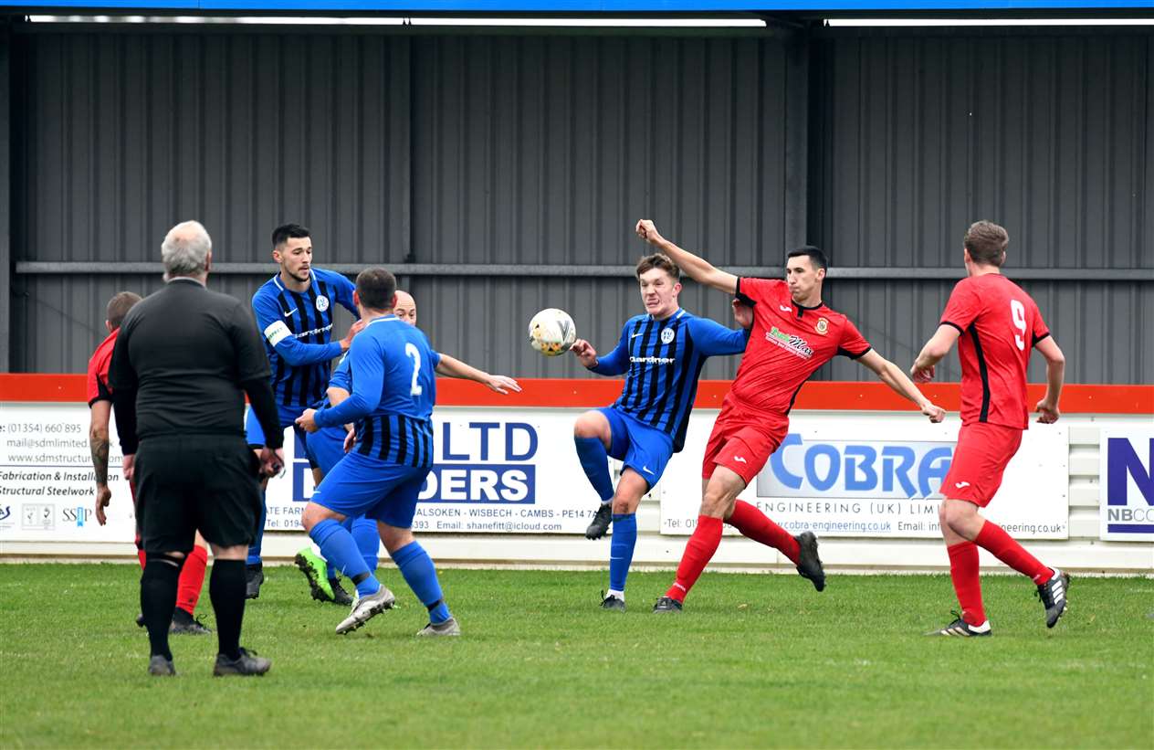 Action from Wisbech Town Reserves v Farcet United.