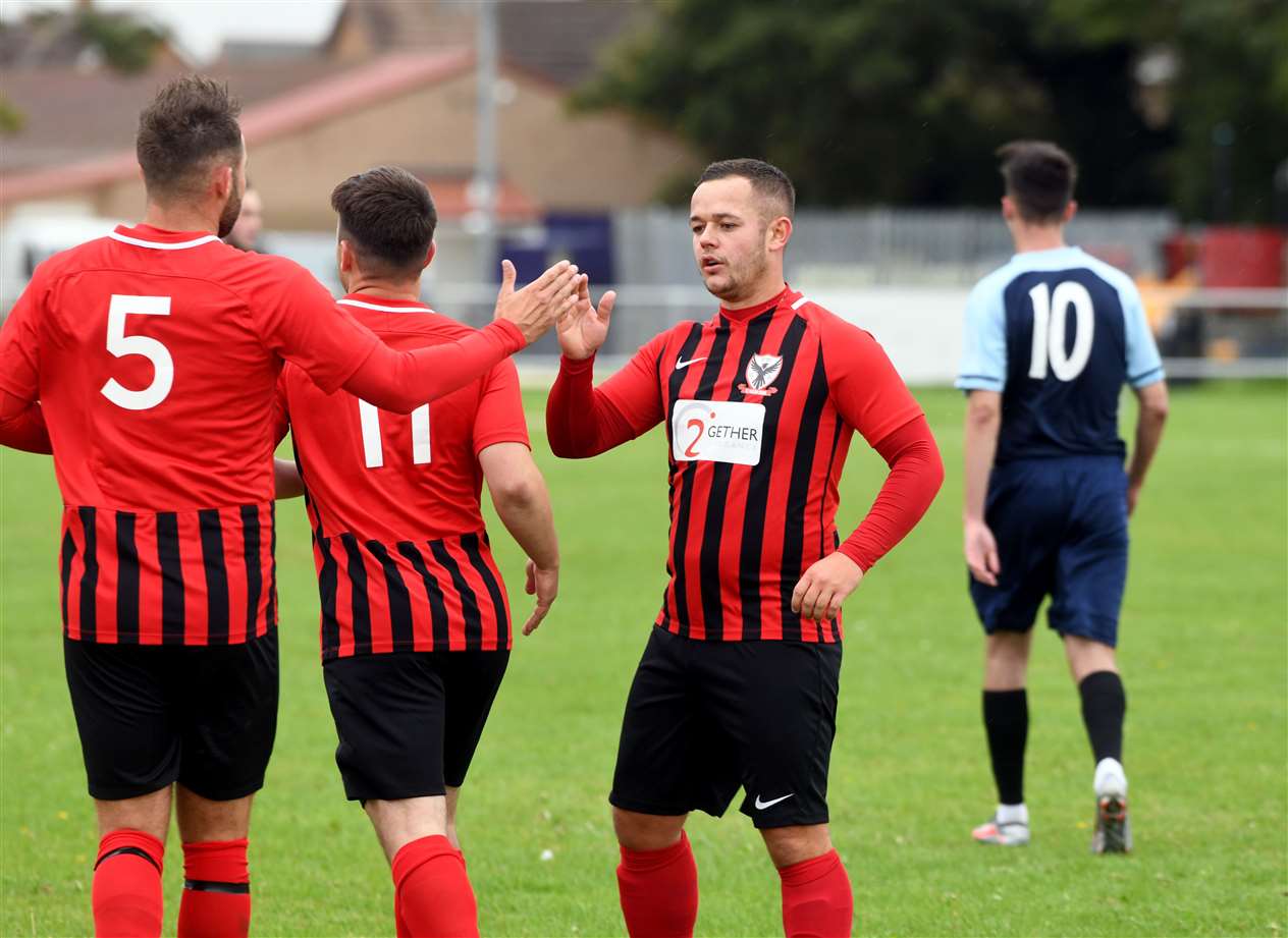 Celebration after Parson Drove took the lead through a penalty.