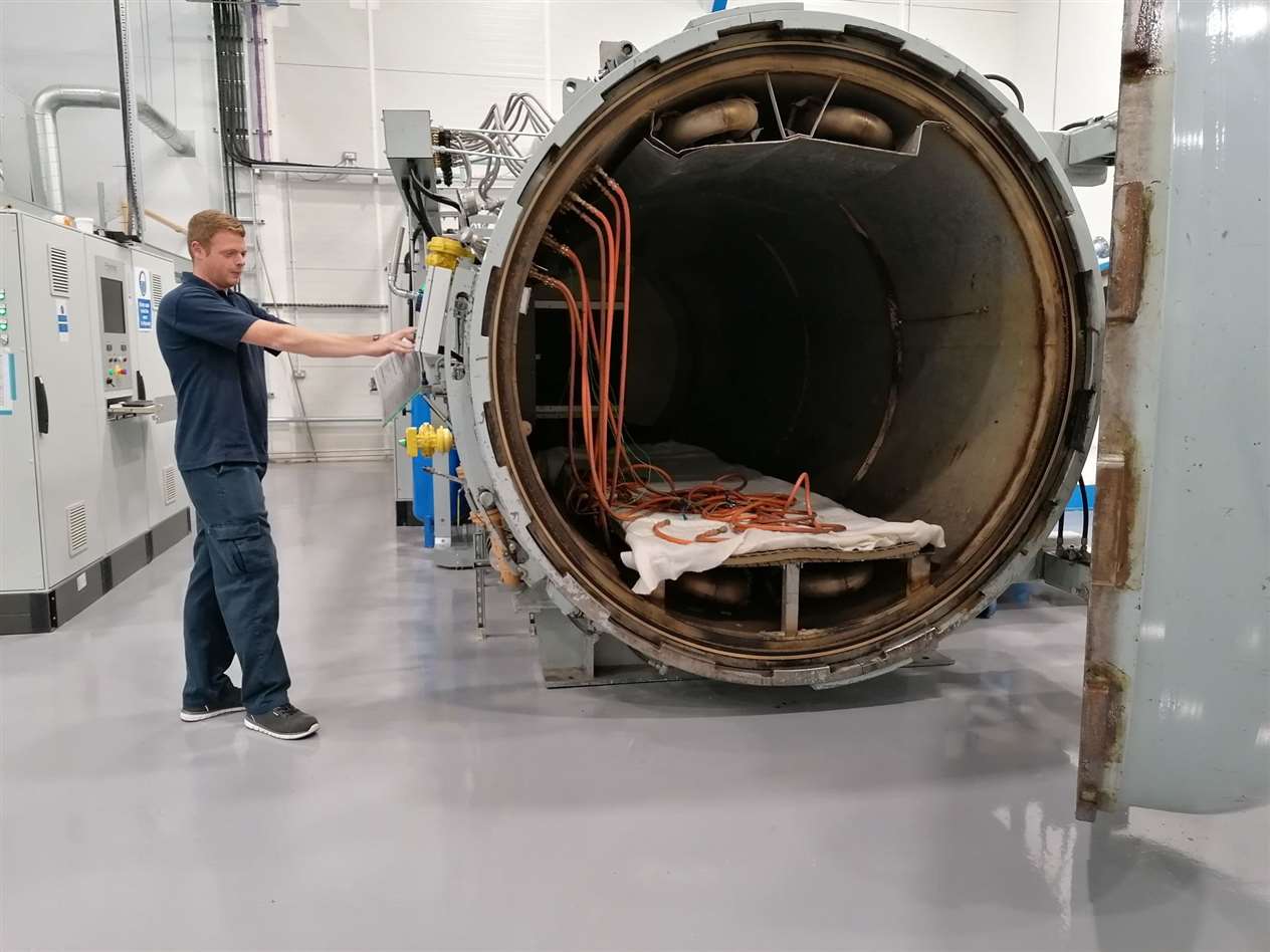 Liam Bennett, is an Autoclave machine operator. The machine is used to ensure the various parts that are made out of the highest grade carbon fibre are properly bonded and sealed. (41922721)