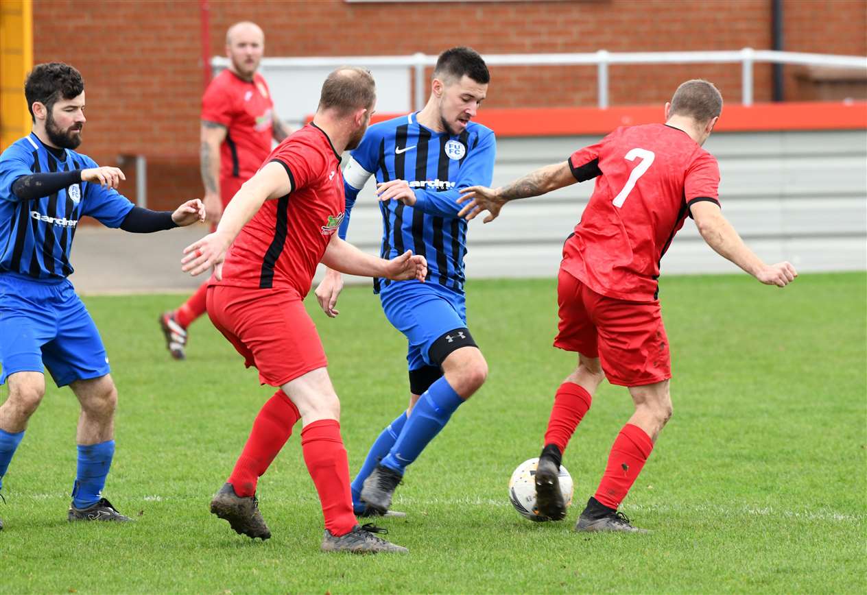 Action from Wisbech Town Reserves v Farcet United.
