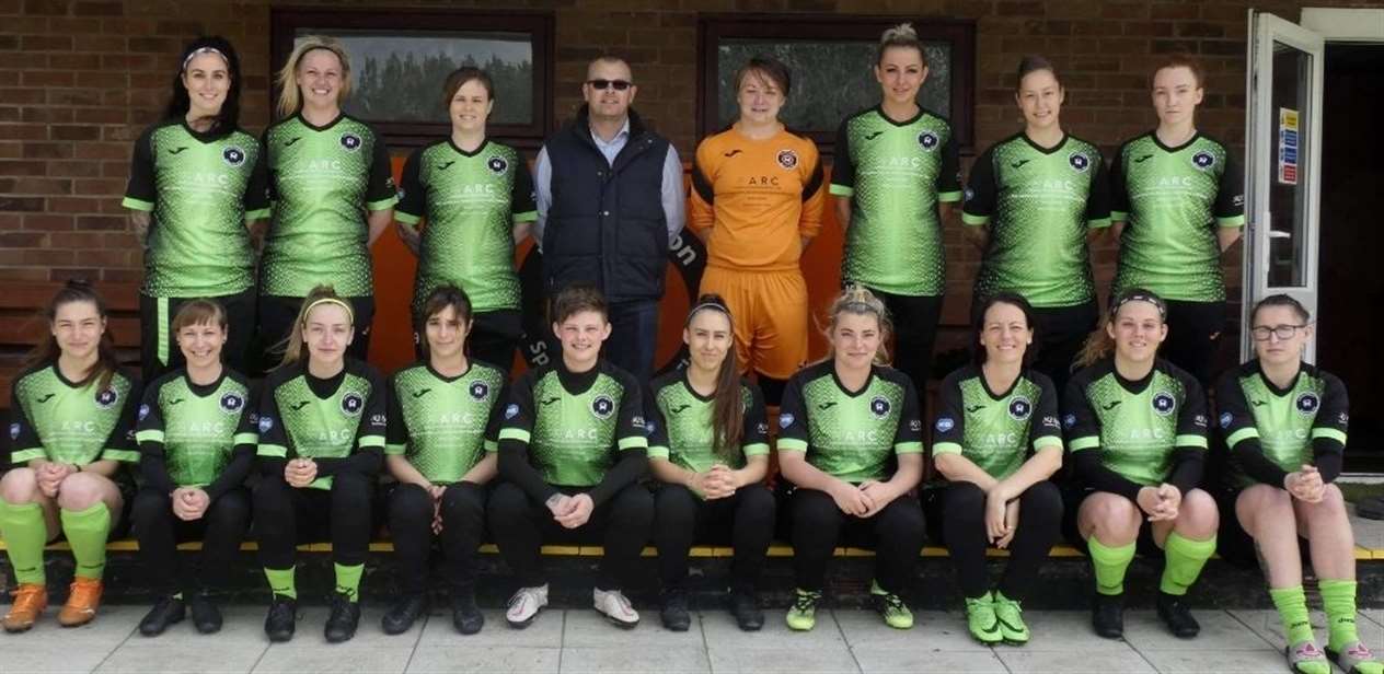 Leverington Ladies with their kit sponsor Paul Gutteridge of ARC fabrications. Photo: Narice Gutteridge (47491006)