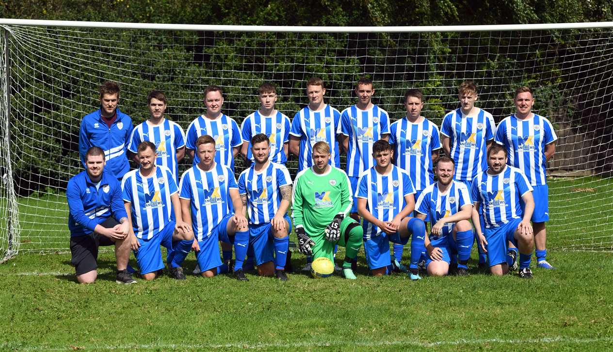 Sutton Bridge 2020/21 squad, from left (front) Jordan Alford, Robert Hook, Matthew Wayman, Tom Holmes, Tony Riches, Lewis Curson, Damien Jarman, Aaron Rouse, (back) Ryan Hallam, Joseph Sutton, Ben Thompson, Aiden Knight, Sim Taylor, Ben English, Patrick Jones, Kurt Scott and Liam Burton.