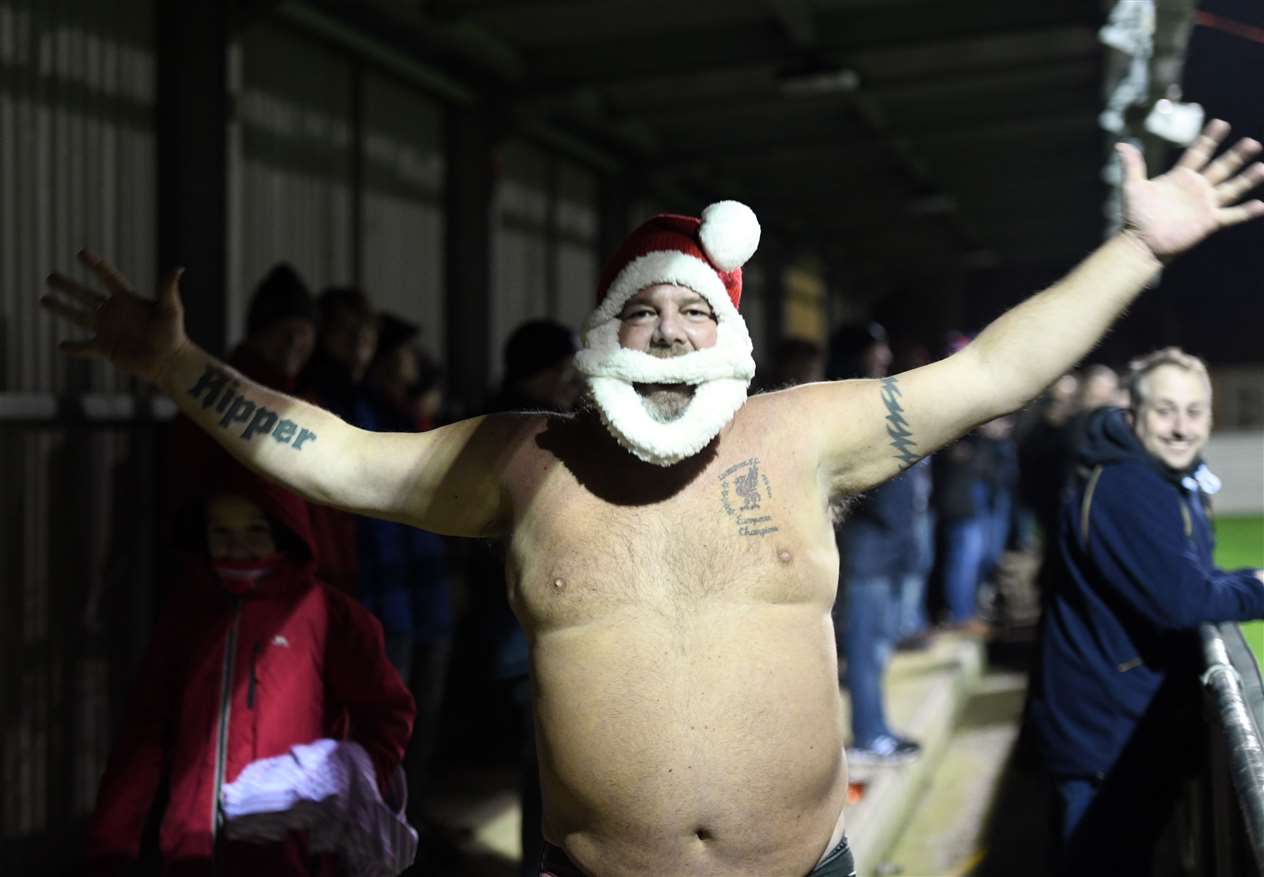 'Santa' celebrates.