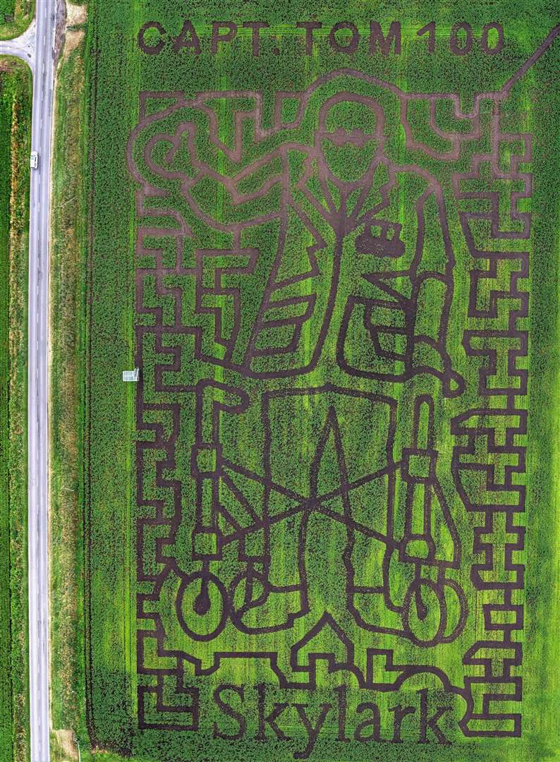 The world's largest image of Captain Sir Tom Moore at Skylark Garden Centre. Photo: Terry Harris (49041190)