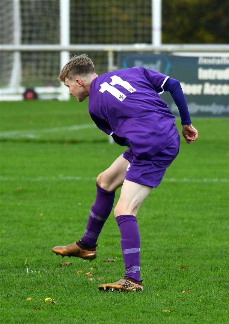 Harvey Neale fires home Wisbech St Mary's second goal.