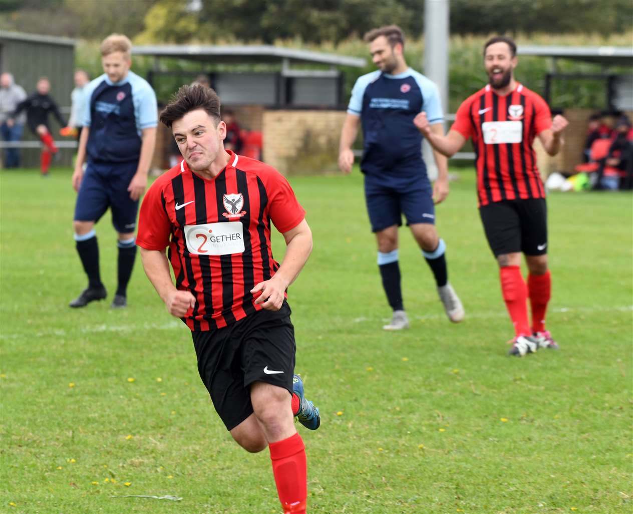 Celebration after Parson Drove took the lead through a penalty.
