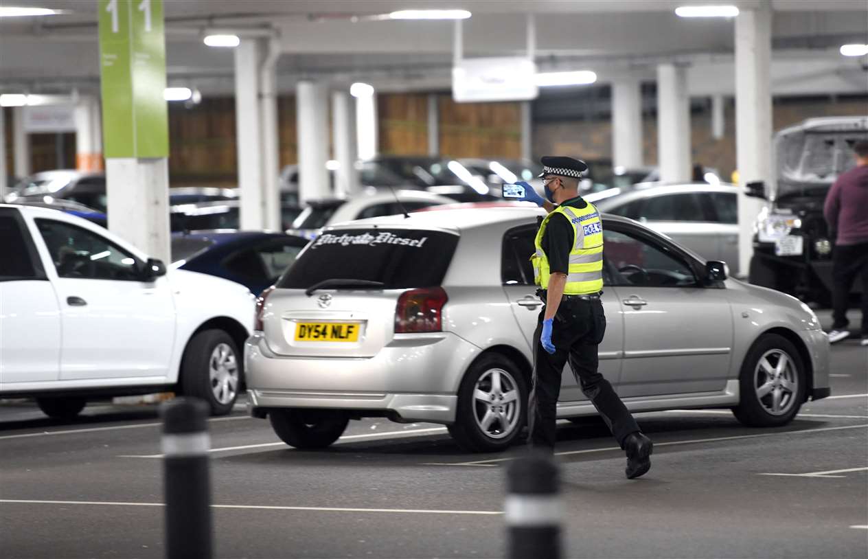 Police at the car Rally in Tesco's car park in Wisbech. (41123858)