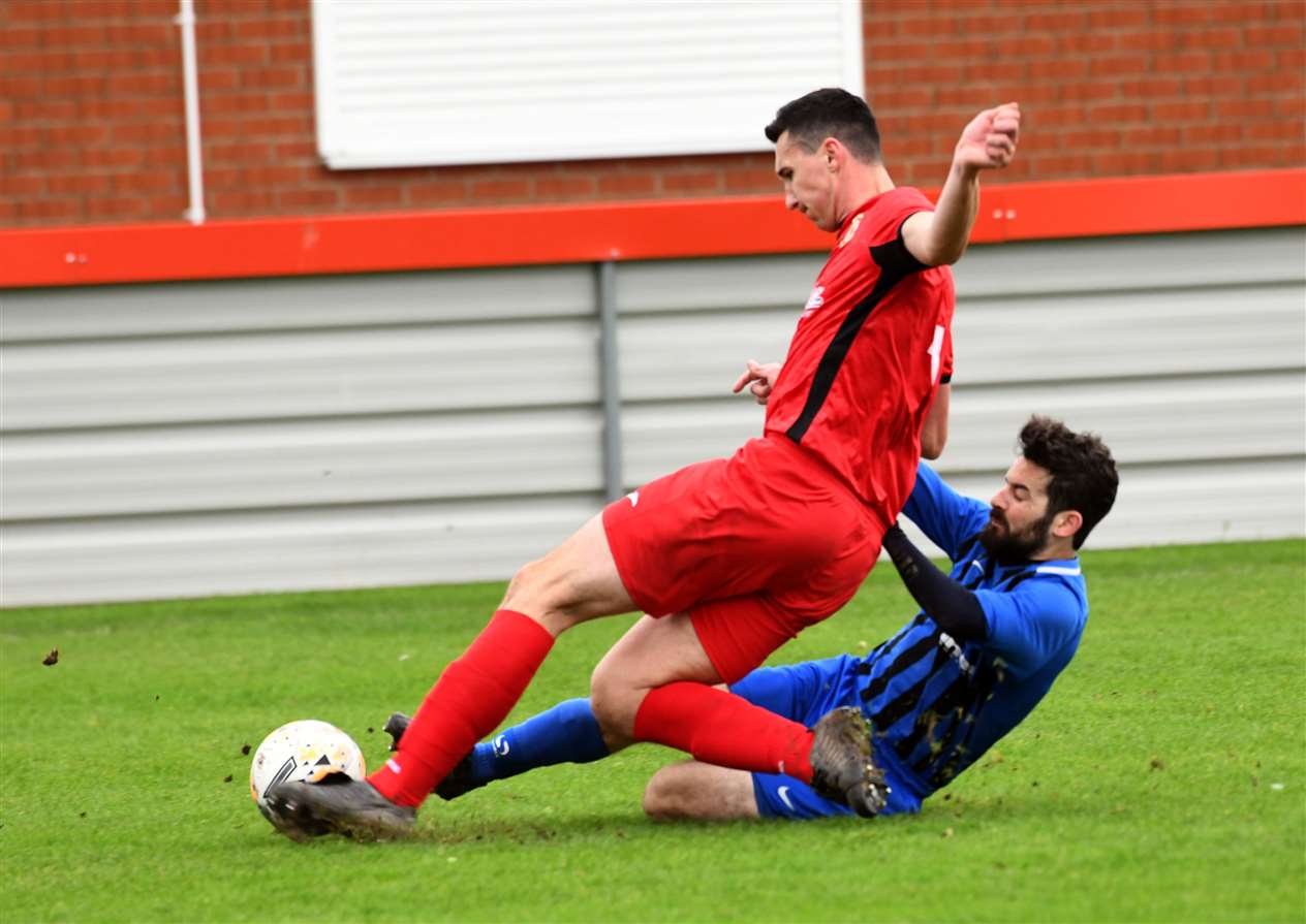 Action from Wisbech Town Reserves v Farcet United.