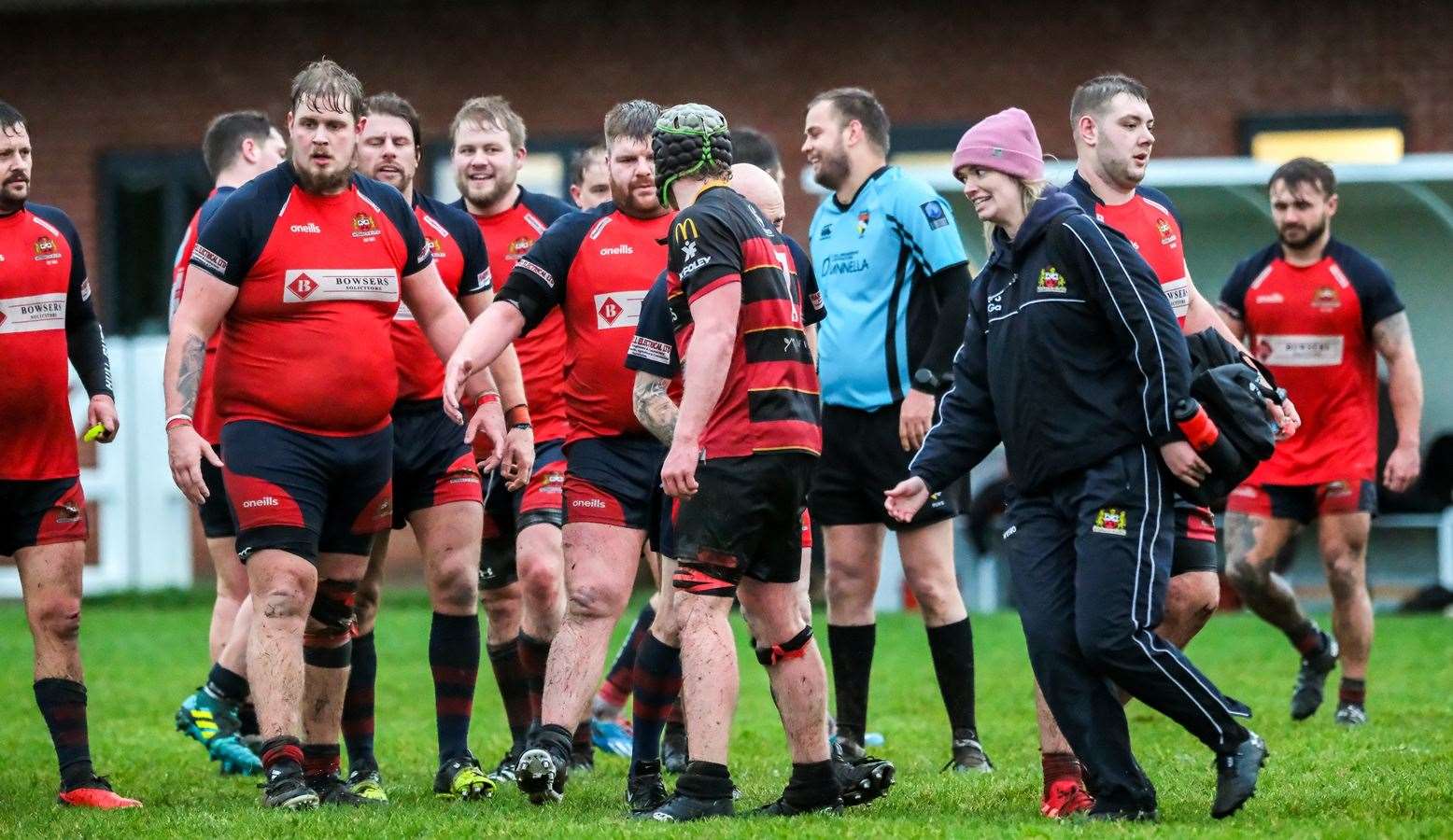 A wet, cold and very satisfied Wisbech at the final whistle. Picture: Andy Titmuss