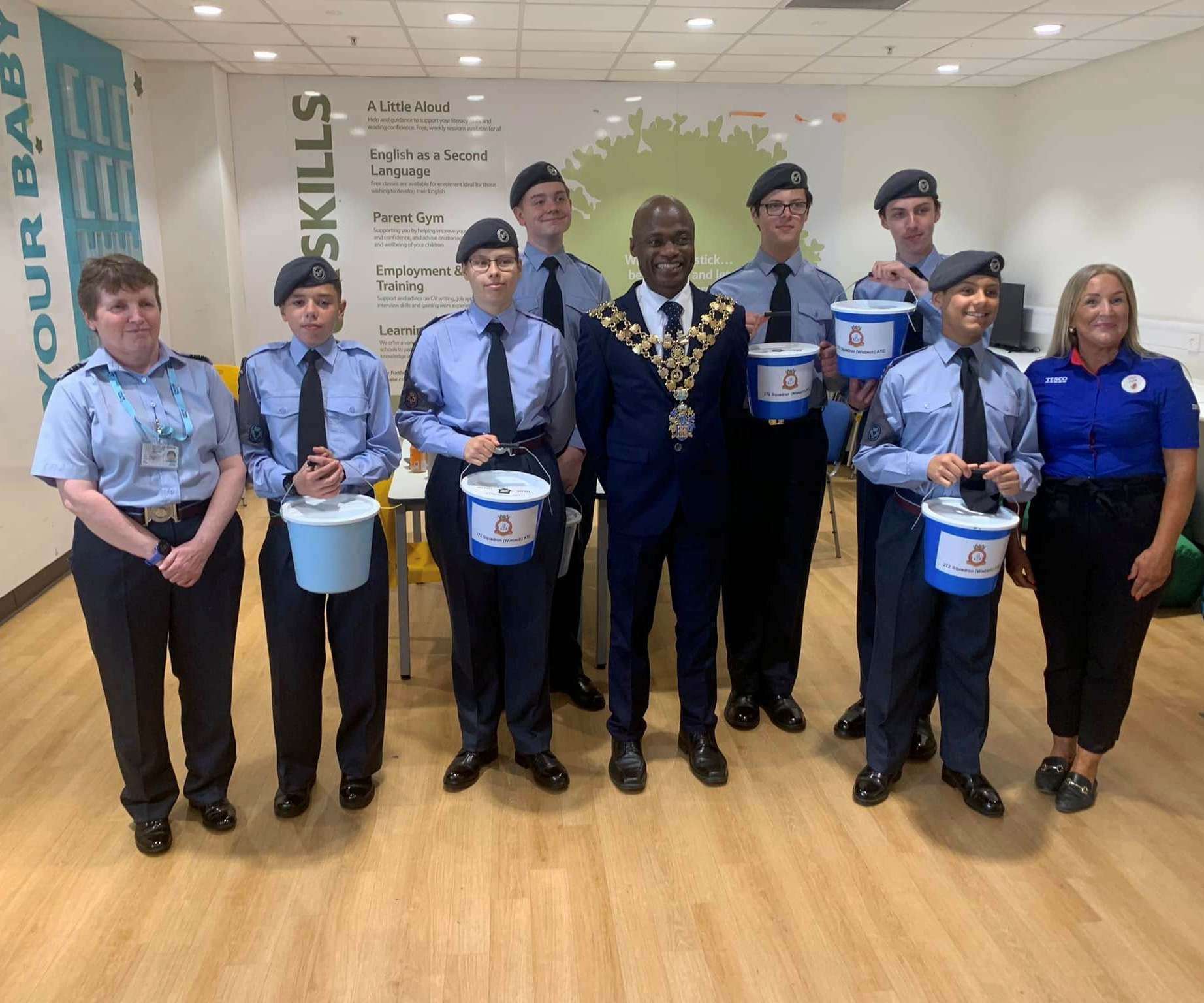 The mayor helped the 272 Wisbech Squadron Air Cadets pack shopping in Tesco