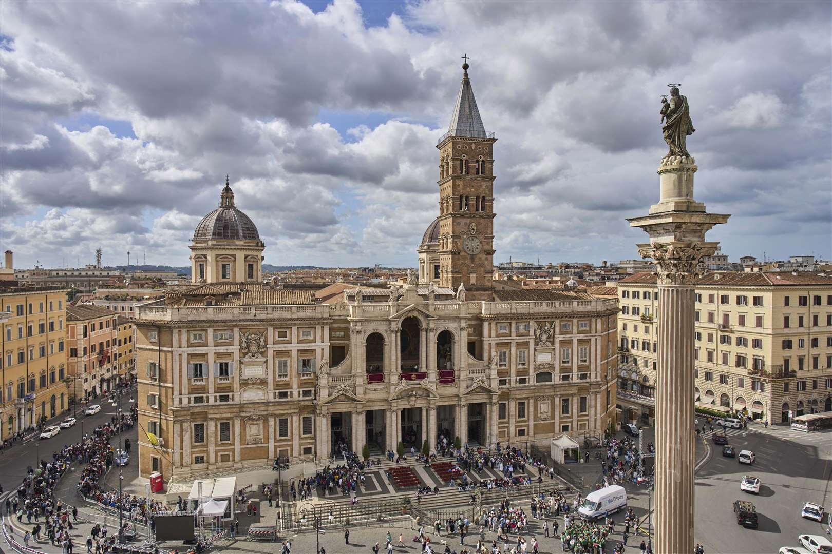 A view of the St Mary Major Basilica, where Pope Francis will be buried, in Rome (Bernat Armangue/AP)