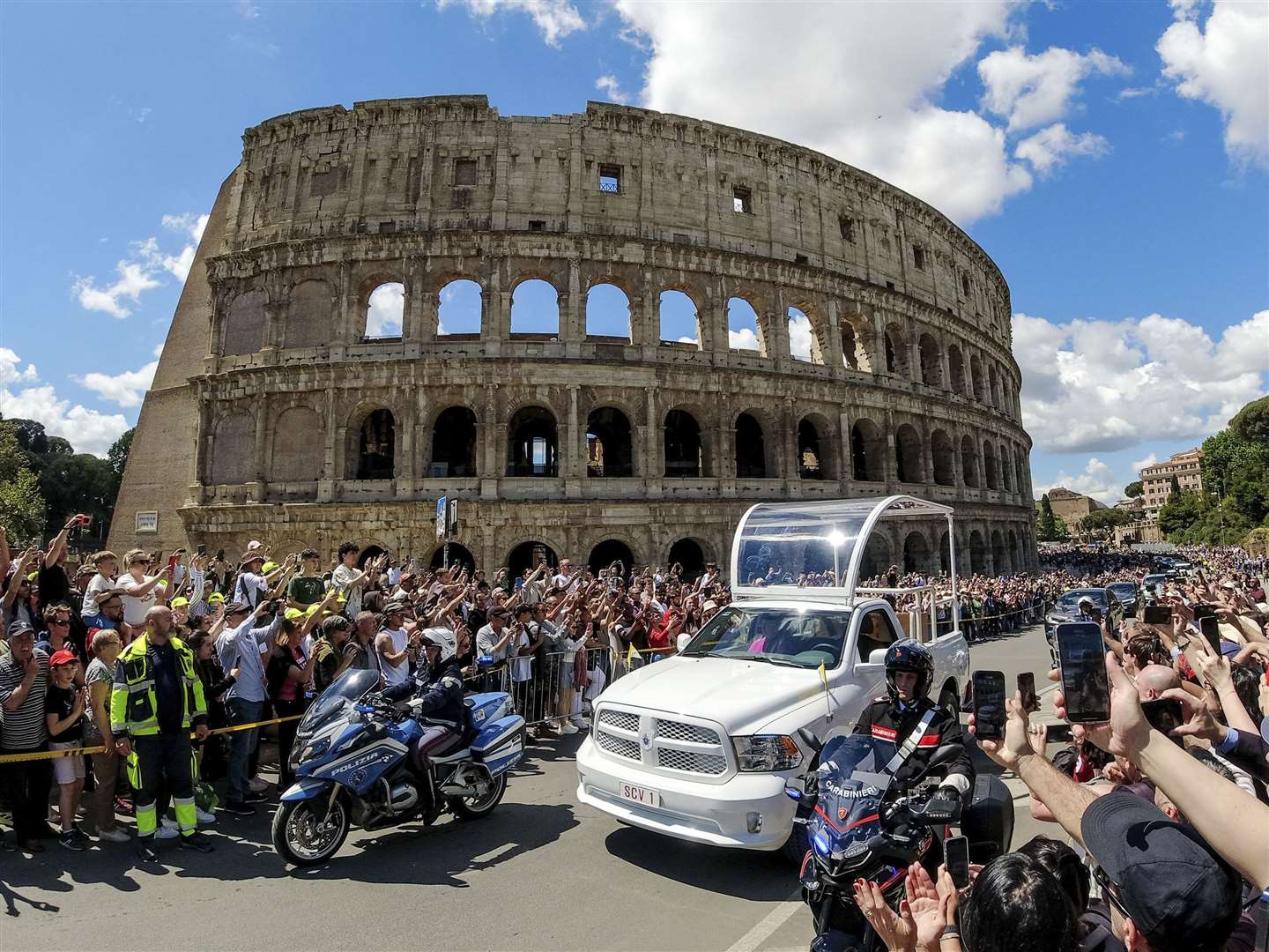 The coffin of Pope Francis was transported through Rome to St Mary Major where he was to be buried (Mauro Scrobogna/LaPresse via AP)