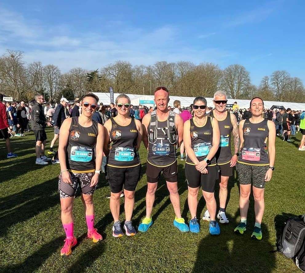 Three Counties Running Club members at the Cambridge half marathon