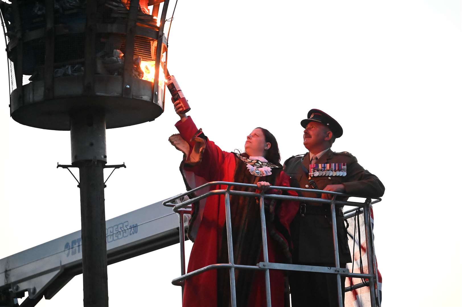March Jubilee celebrations with the beacon being lit by March Mayor Kim French and Lt Col Nigel 'Spence' Spencer,. (57078473)