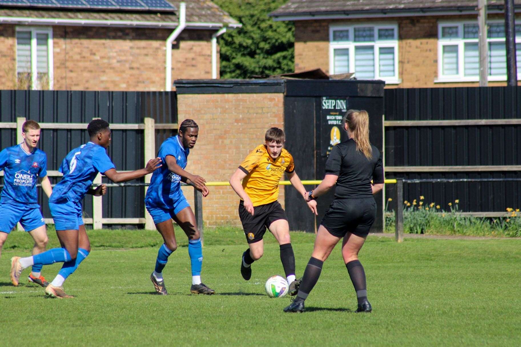 Action between March Town and Leicester Nirvana at the GER on Saturday. Picture: Amber Kent
