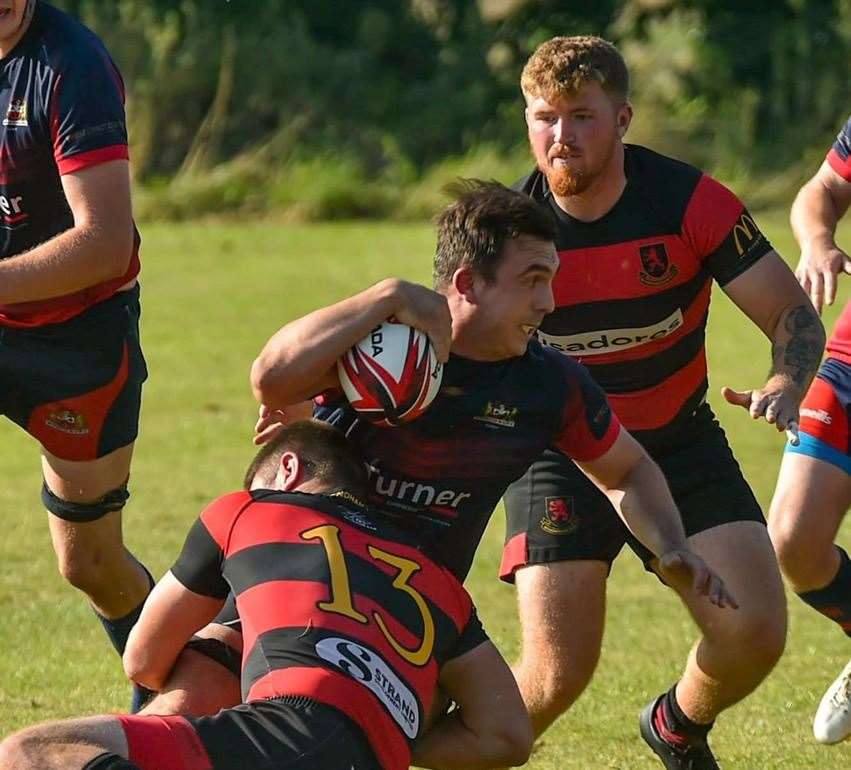 Wisbech man of the match Brad Williams with one of his many carries