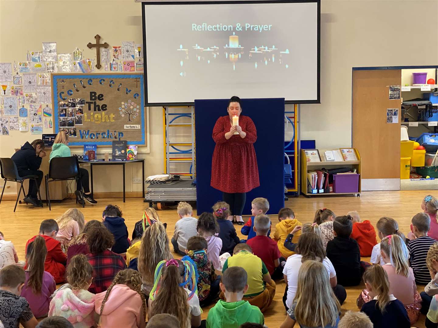 Assembly prayers are led by head teacher Jaynie Lynch