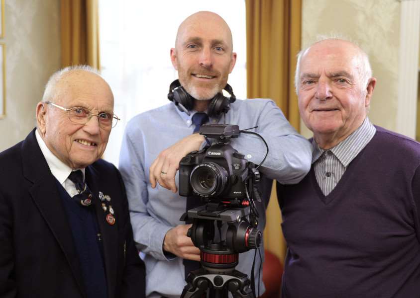 Korean War Veterans interviews at Knightshill Hotel.'LtoR, Stan White, Martin Bisiker, Brian Rutland ANL-160403-160537009