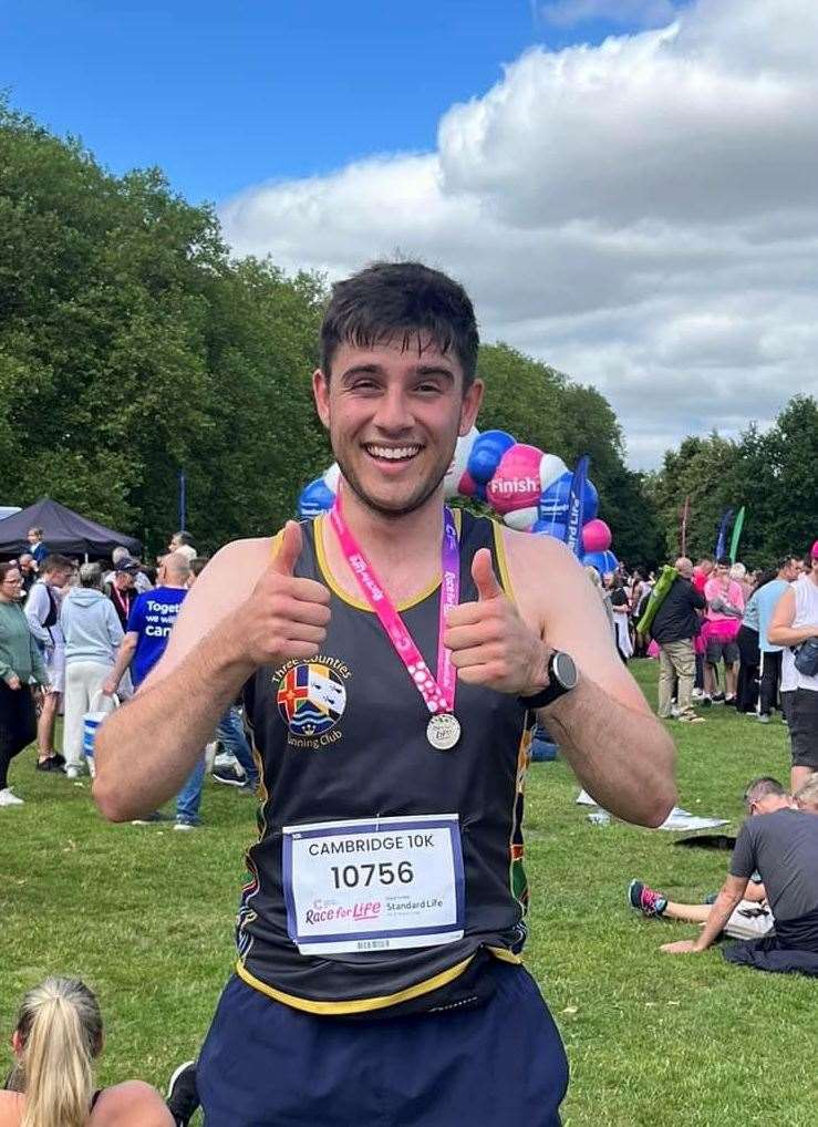 James Hall after taking part in the Cambridge Race for Life 10K