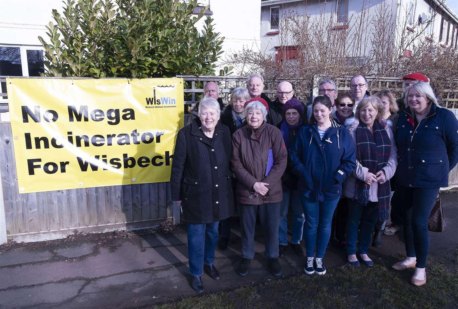 Weasenham Lane Wisbech Gathered Wiswin Team With Incinerator Banner against Mega Incinerator. Wisbech.. (29222048)