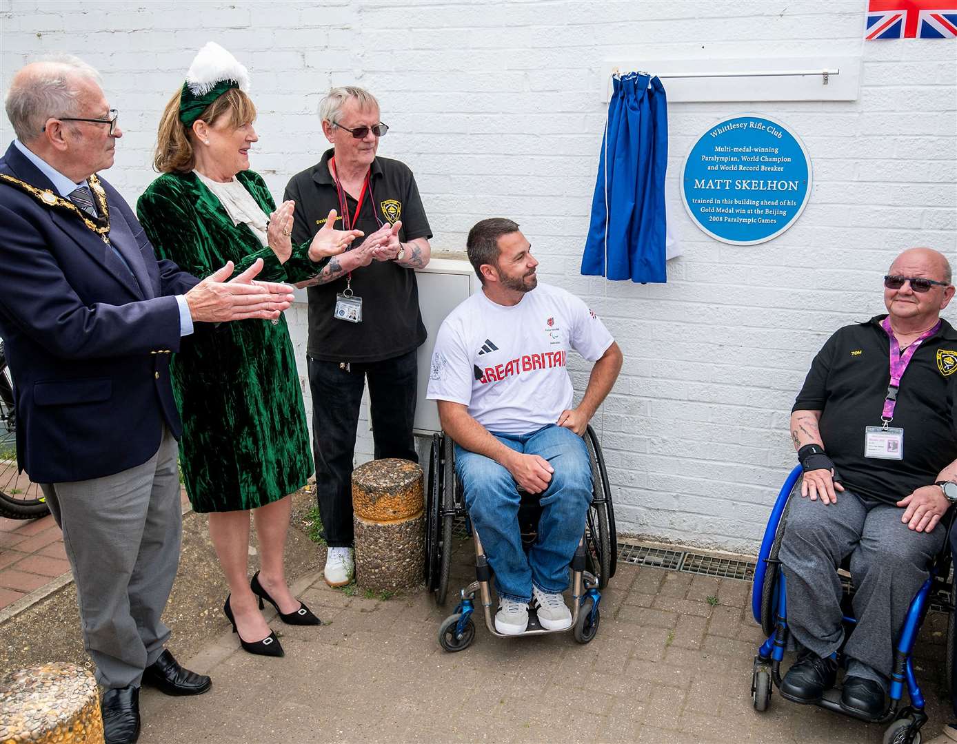 Matt Skelhon Plaque unveiling. Alex Miscandlon, town Mayor, High Sheriff The Hon Frances Stanley DL, WRC chairman David Ransome, Matt Skelhon, and club member Tom Wallace. Picture: Mark Westley