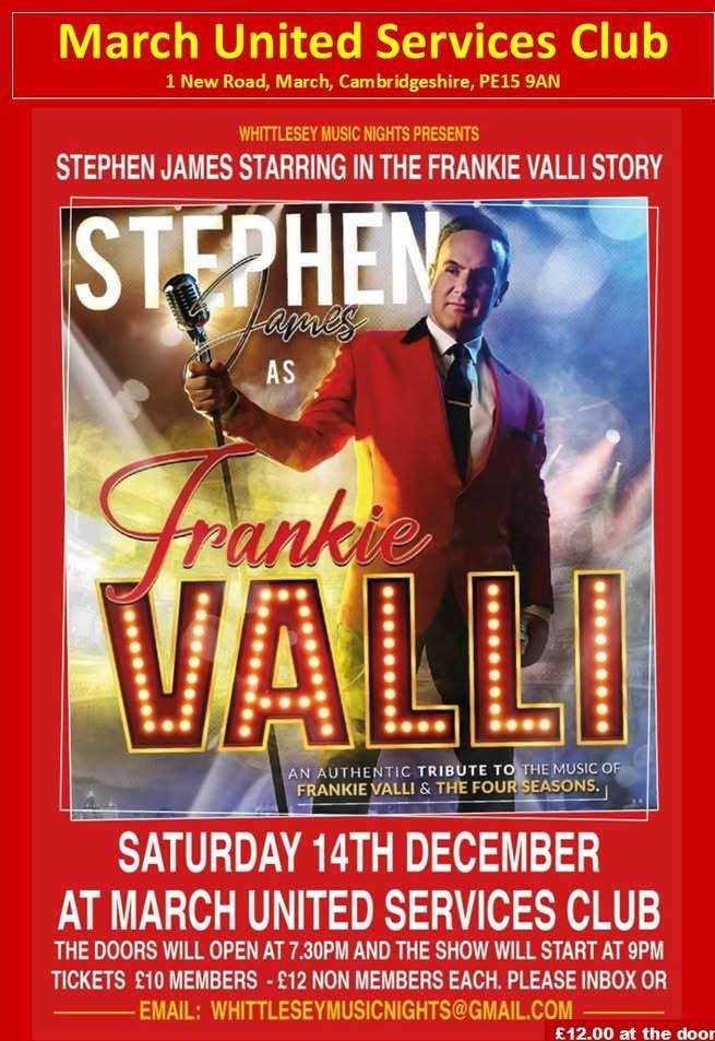 Stephen James brings the Frankie Valli story to life this weekend at the March United Services Club