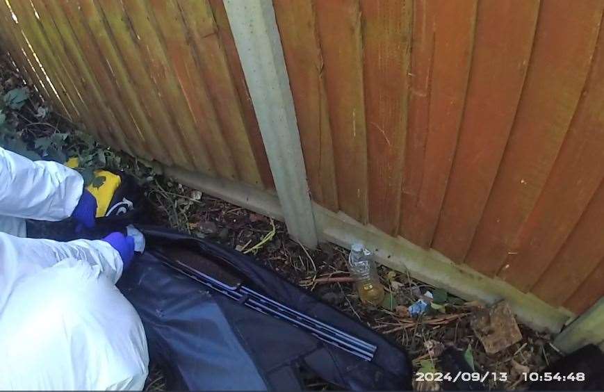 The shotgun in a bag where Prosper hid it (Bedfordshire Police/PA)