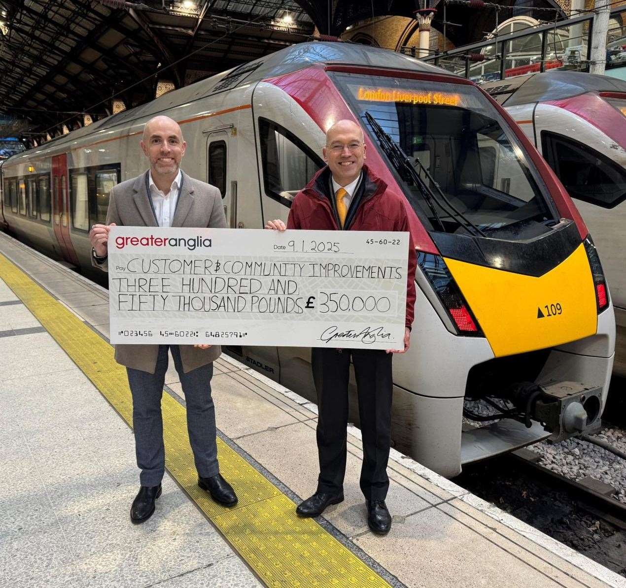 Greater Anglia’s managing director, Martin Beable, and head of corporate affairs, Jonathan Denby. Picture: Greater Anglia