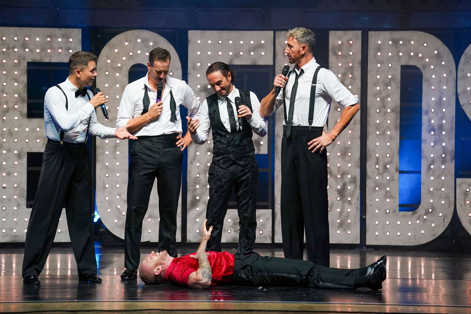Former Strictly Come Dancing dancers Brendan Cole, James Jordan, Pasha Kovalev, Vincent Simone and Ian Waite during their tour (Terry Blackburn/PA)