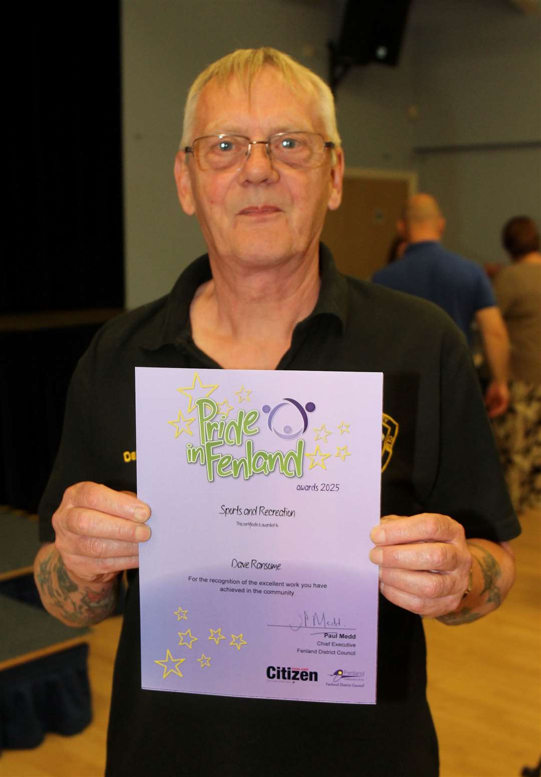 Chairman David Ransome with his Pride of Fenland Certificate. Picture: RWT Photography