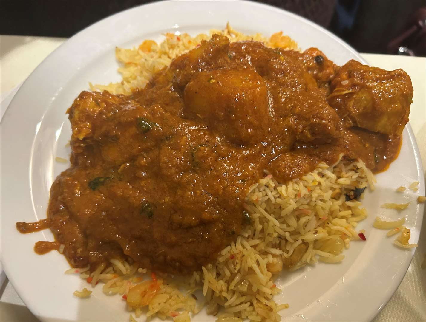 Dad had the chicken vindaloo with special Alishan rice