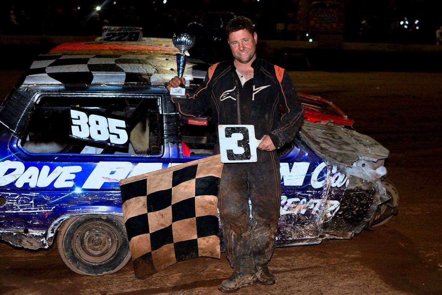 Roy Gedge following his maximum three out of three victories in the Reliant Robins. Picture: Jim Harrod
