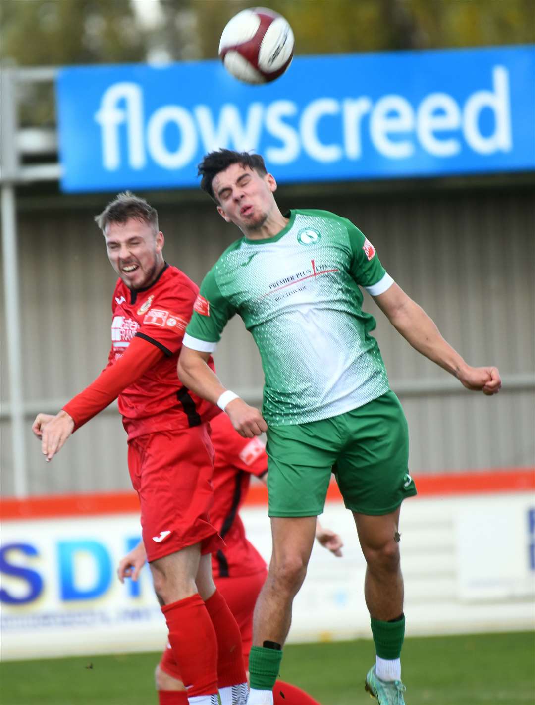 Aaron Hart goes up for a header.