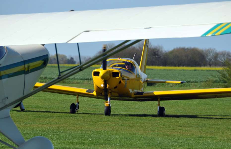 A different aeroplane than that involved in the accident flies into the airfield on the day.