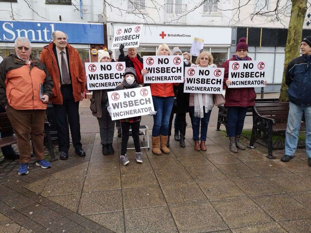Protestors had anti-incinerator placards at this afternoon's rally. (29370446)