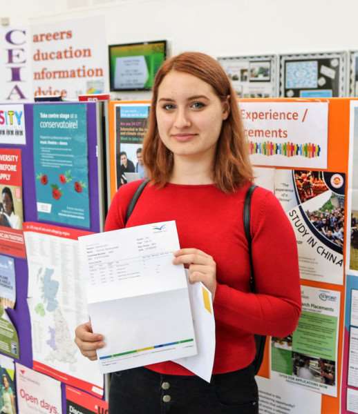 Gertruda with her A-level results.