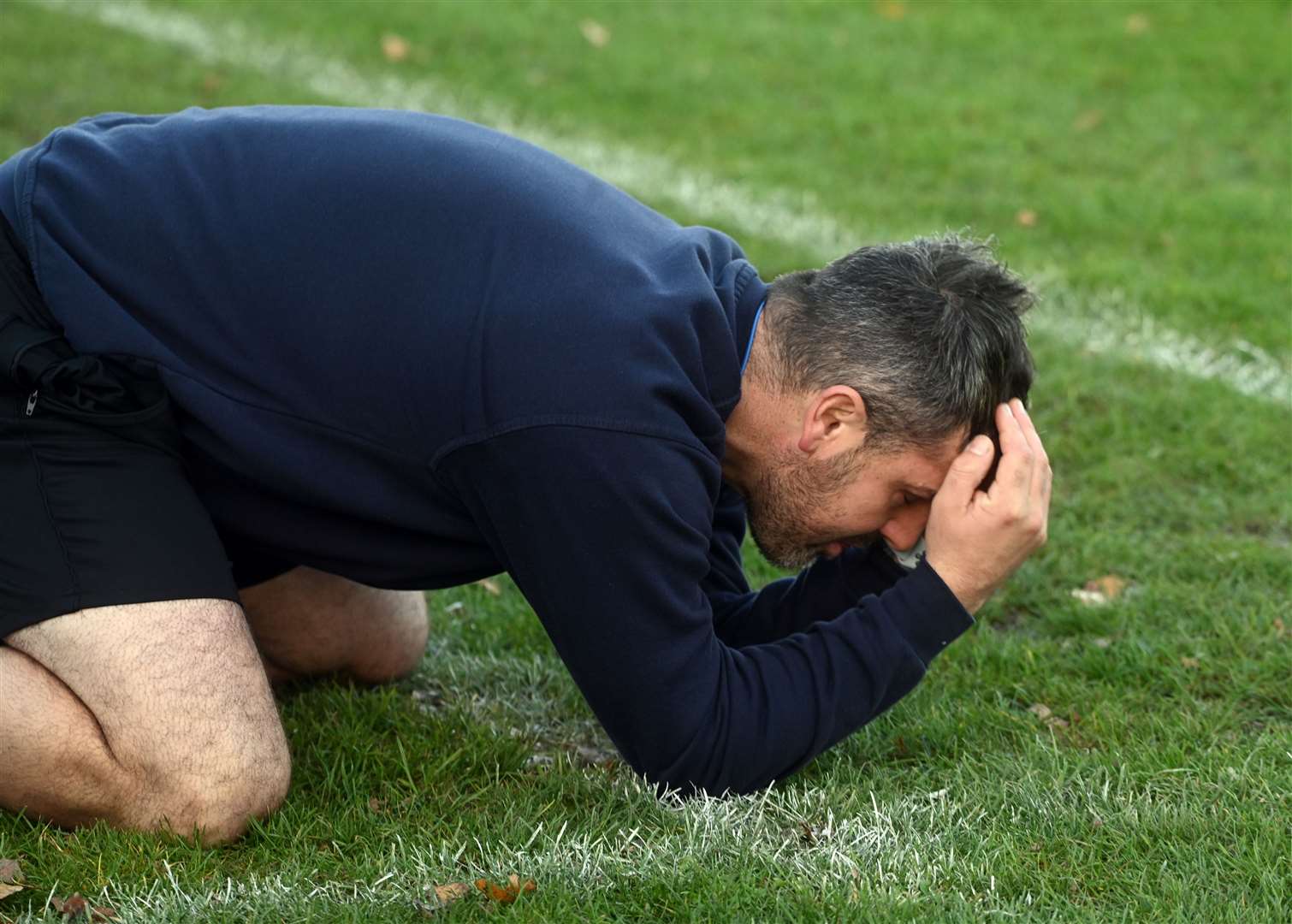 Leon Mettam hits the ground after Morgan Penfold nearly scores for Wisbech