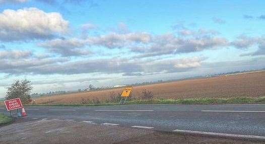 The road closed signs on Wimblington Road, Manea. Picture: Facebook