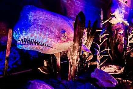 The animatronic creatures are life-sized and carefully displayed.