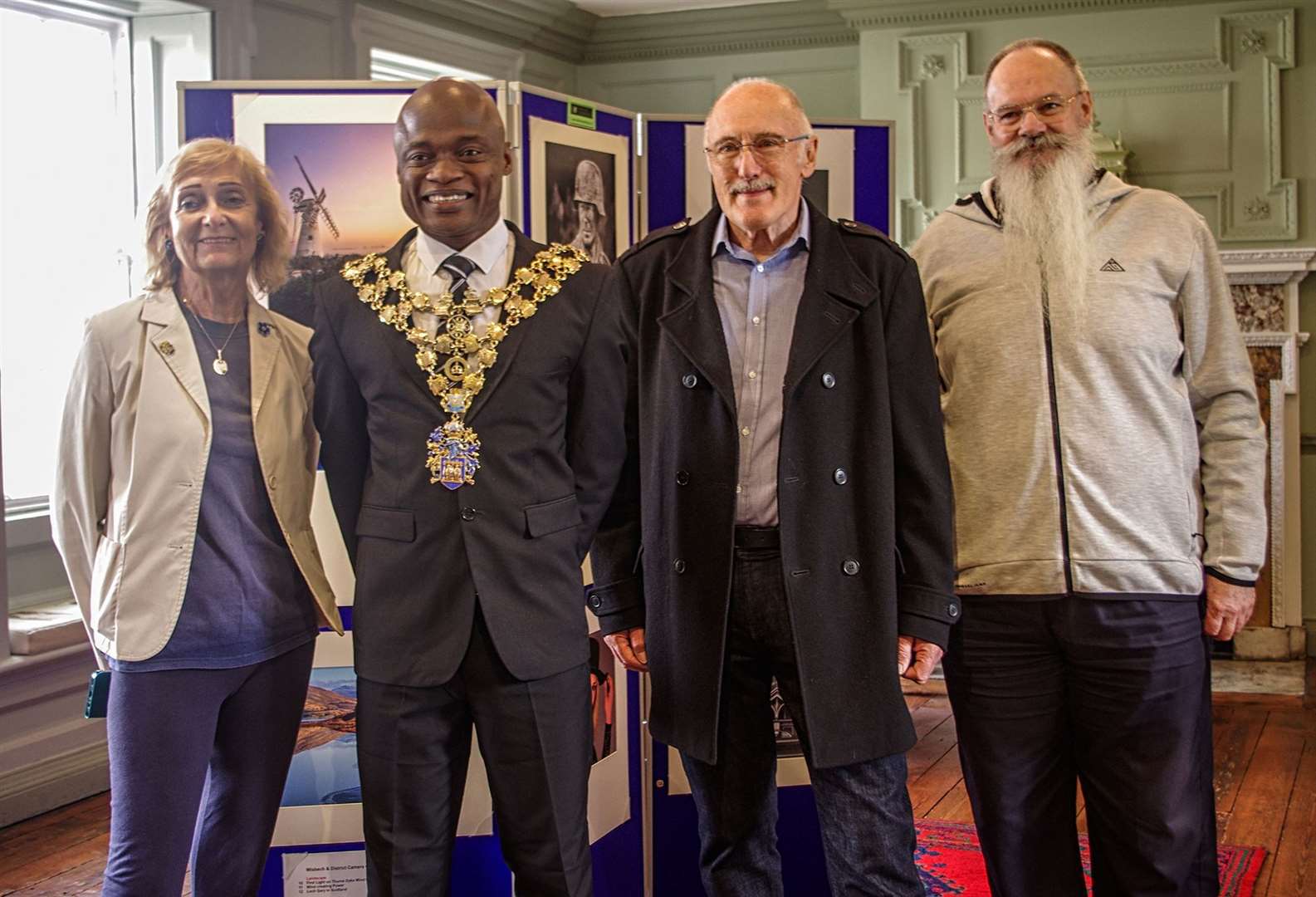 Pictured are from left: Judy Hodgson, the mayor Sidney Imafidon, Maurice Wright, and Martin Smart