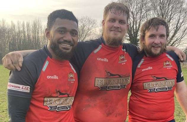 Wisbech try scorers, from left, Joese Jikomainukurua, Luke Green and Luke Hare.